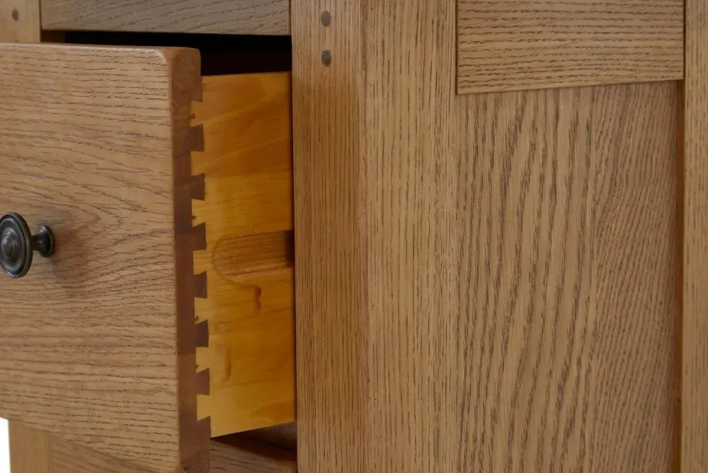 Burford 2 Drawer Narrow Bedside Cabinet - Oak