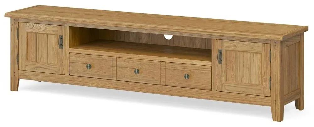 Burford 210cm TV Unit - Hand Waxed, Oak