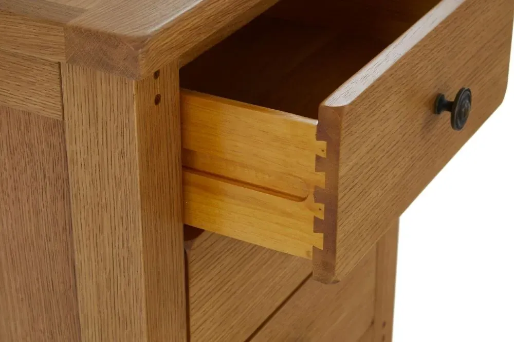 Burford 3 Drawer Bedside Cabinet - Hand Waxed, Oak