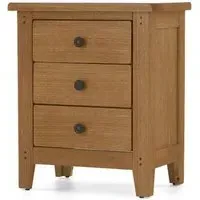 Burford 3 Drawer Bedside Cabinet - Hand Waxed, Oak