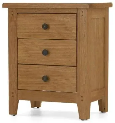 Burford 3 Drawer Bedside Cabinet - Hand Waxed, Oak image