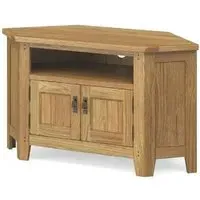 Burford Oak 125cm Corner TV Unit with Door - Hand Waxed