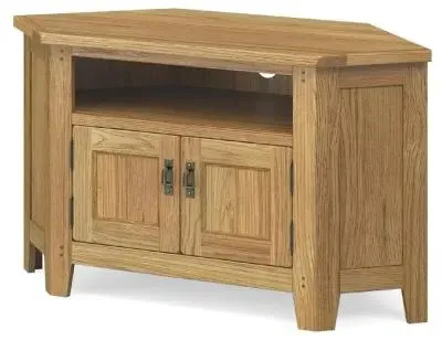 Burford Oak 125cm Corner TV Unit with Door - Hand Waxed