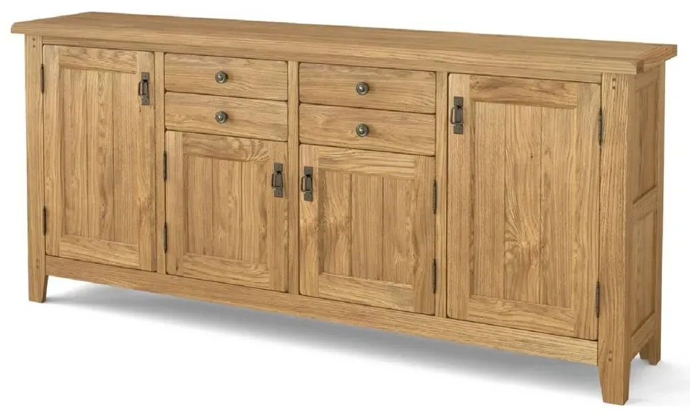 Burford Oak Large 4 Door Sideboard - Hand Waxed