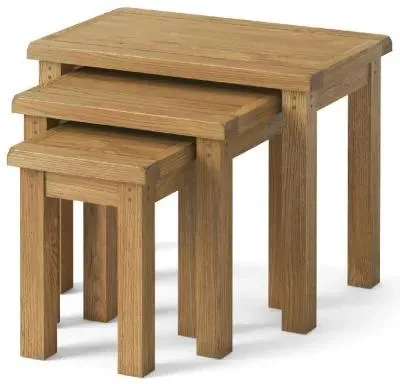 Burford Oak Nest of 3 Tables - Hand Waxed image