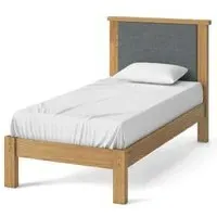 Burford Oak Single Bed with Upholstered Headboard - Hand Waxed