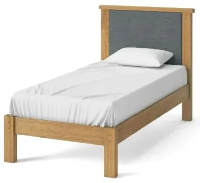 Burford Oak Single Bed with Upholstered Headboard - Hand Waxed image