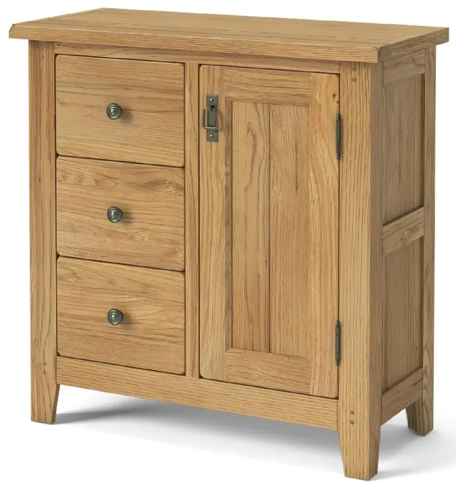 Burford Oak Small 1 Door Sideboard - Hand Waxed