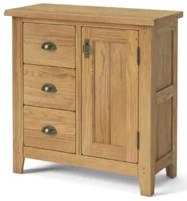 Burford Oak Small 1 Door Sideboard - Hand Waxed
