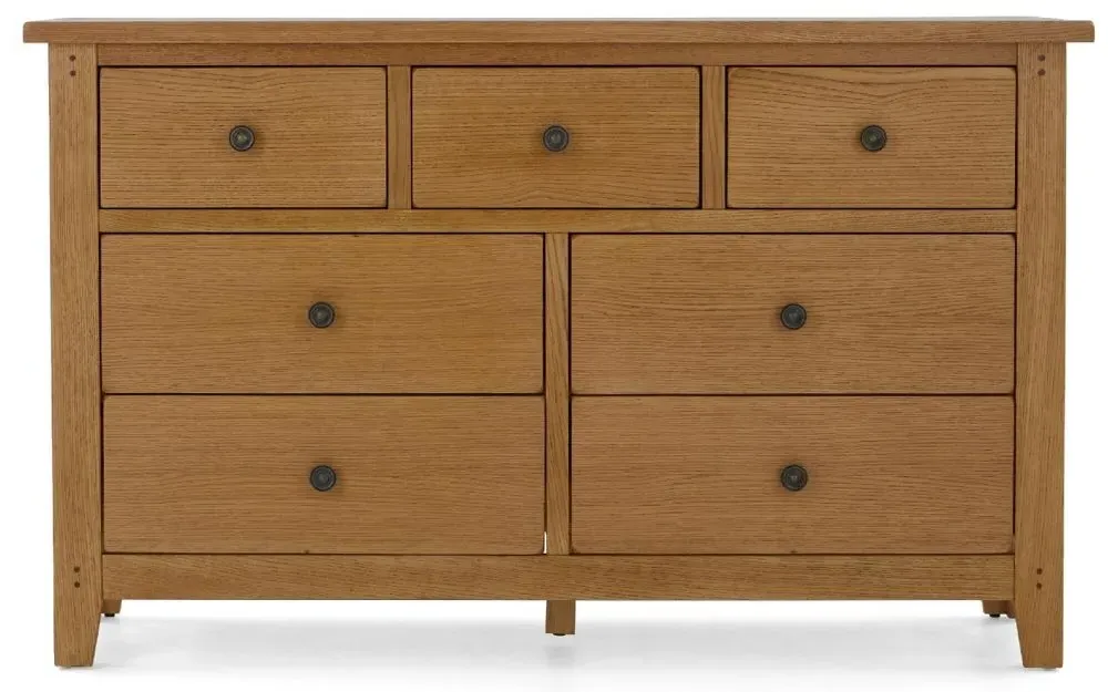 Burford Oak Wide Chest of Drawers - Hand Waxed