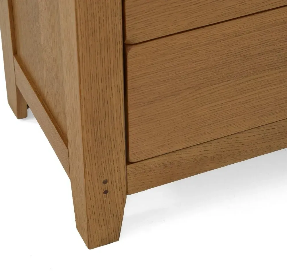 Burford Oak Wide Chest of Drawers - Hand Waxed