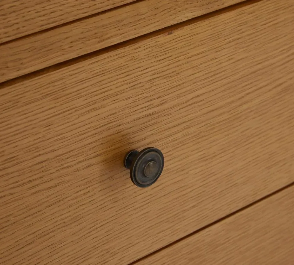 Burford Oak Wide Chest of Drawers - Hand Waxed