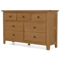 Burford Oak Wide Chest of Drawers - Hand Waxed
