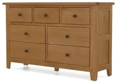 Burford Oak Wide Chest of Drawers - Hand Waxed image