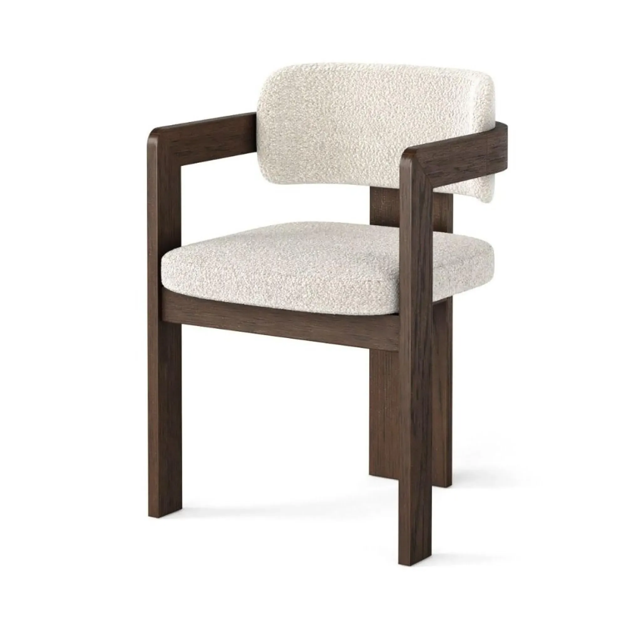 California Dining Chair Set of 2 - Boucle Cream, Dark Oak