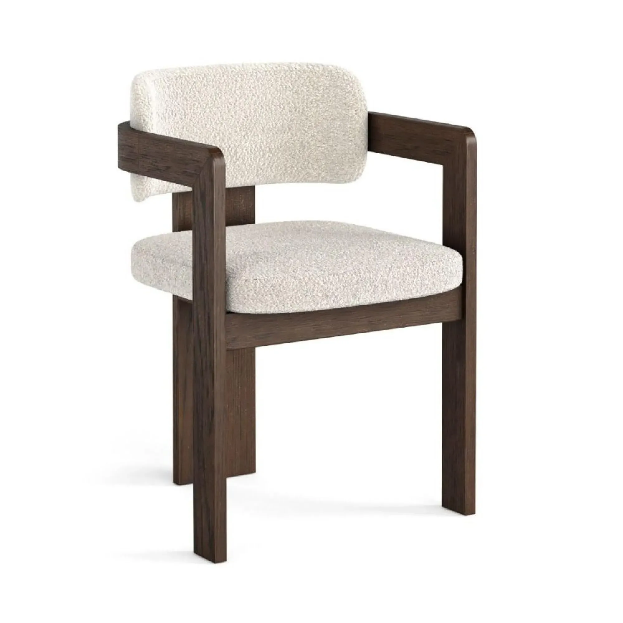 California Dining Chair Set of 2 - Boucle Cream, Dark Oak