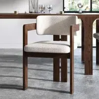 California Dining Chair Set of 2 - Boucle Cream, Dark Oak