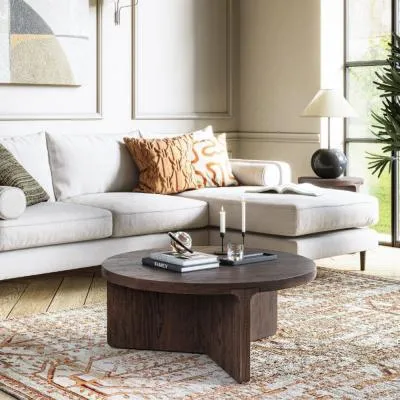 California Round Coffee Table - Dark Oak image