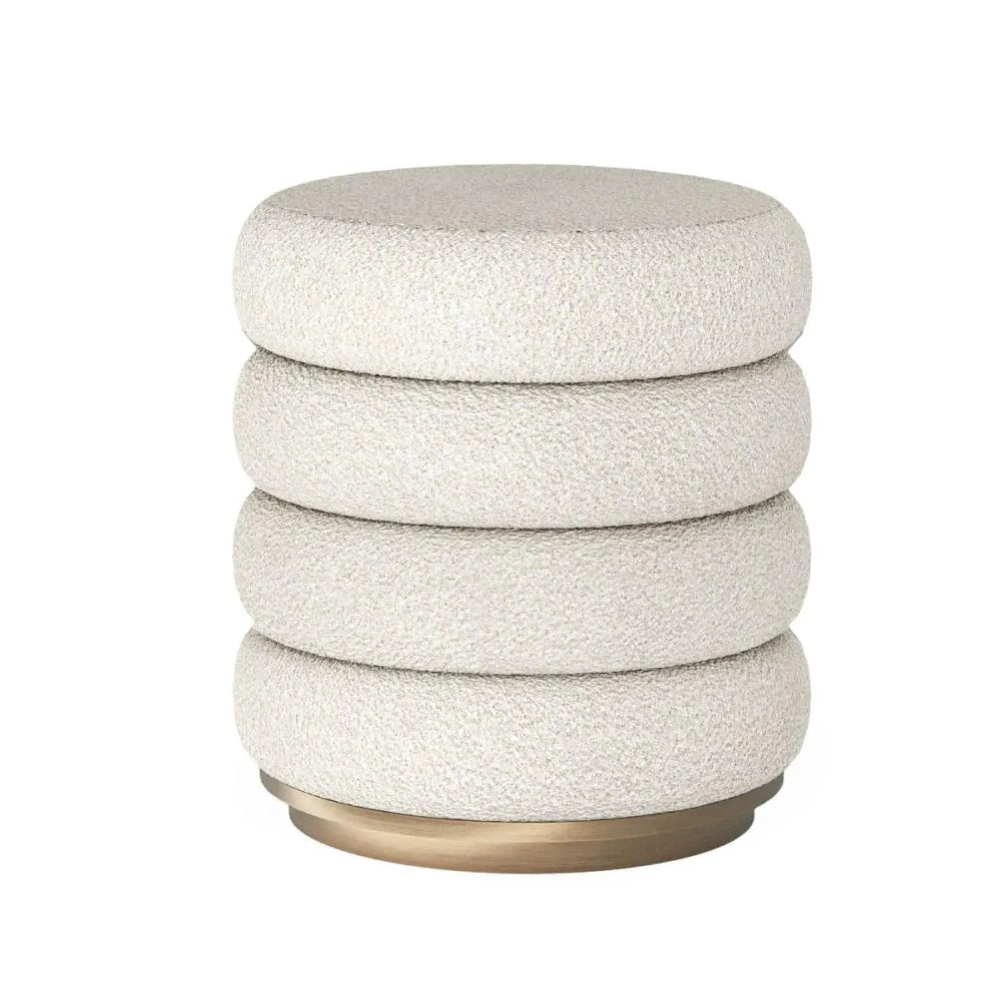 California Round Footstool - Cream, Boucle