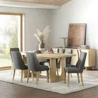 Cara Oak 6-8 Seater Extending Dining Set with Luna Chairs - Charcoal