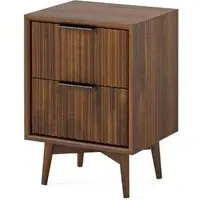 Harley 2 Drawer Narrow Bedside Cabinet - Walnut