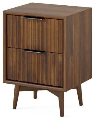 Harley 2 Drawer Narrow Bedside Cabinet - Walnut