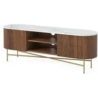 Harvard 150cm Fluted Curved TV Unit - Walnut, Marble