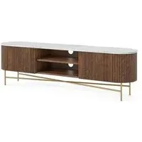Harvard 180cm Fluted Curved TV Unit - Walnut, Marble