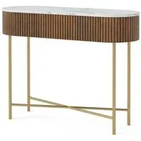 Harvard Fluted Curved Console Table - Walnut, Marble