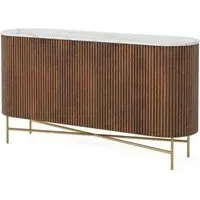Harvard Medium 2 Door Fluted Curved Sideboard - Walnut, Marble
