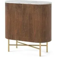 Harvard Mini 2 Door Fluted Curved Sideboard - Walnut, Marble