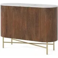 Harvard Small 2 Door Fluted Curved Sideboard - Walnut, Marble