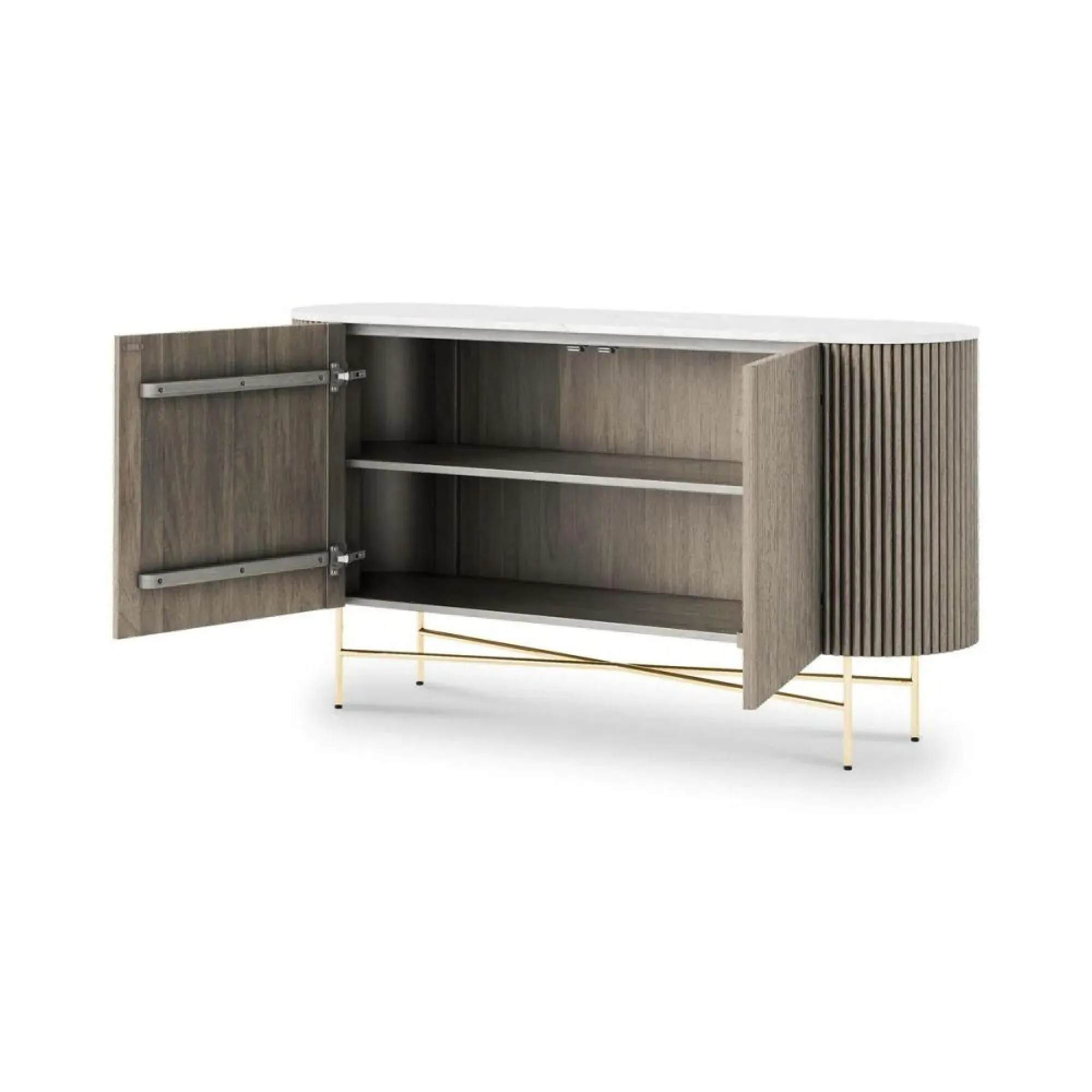 Isabella 145cm Fluted Curved Sideboard with Storage - Grey
