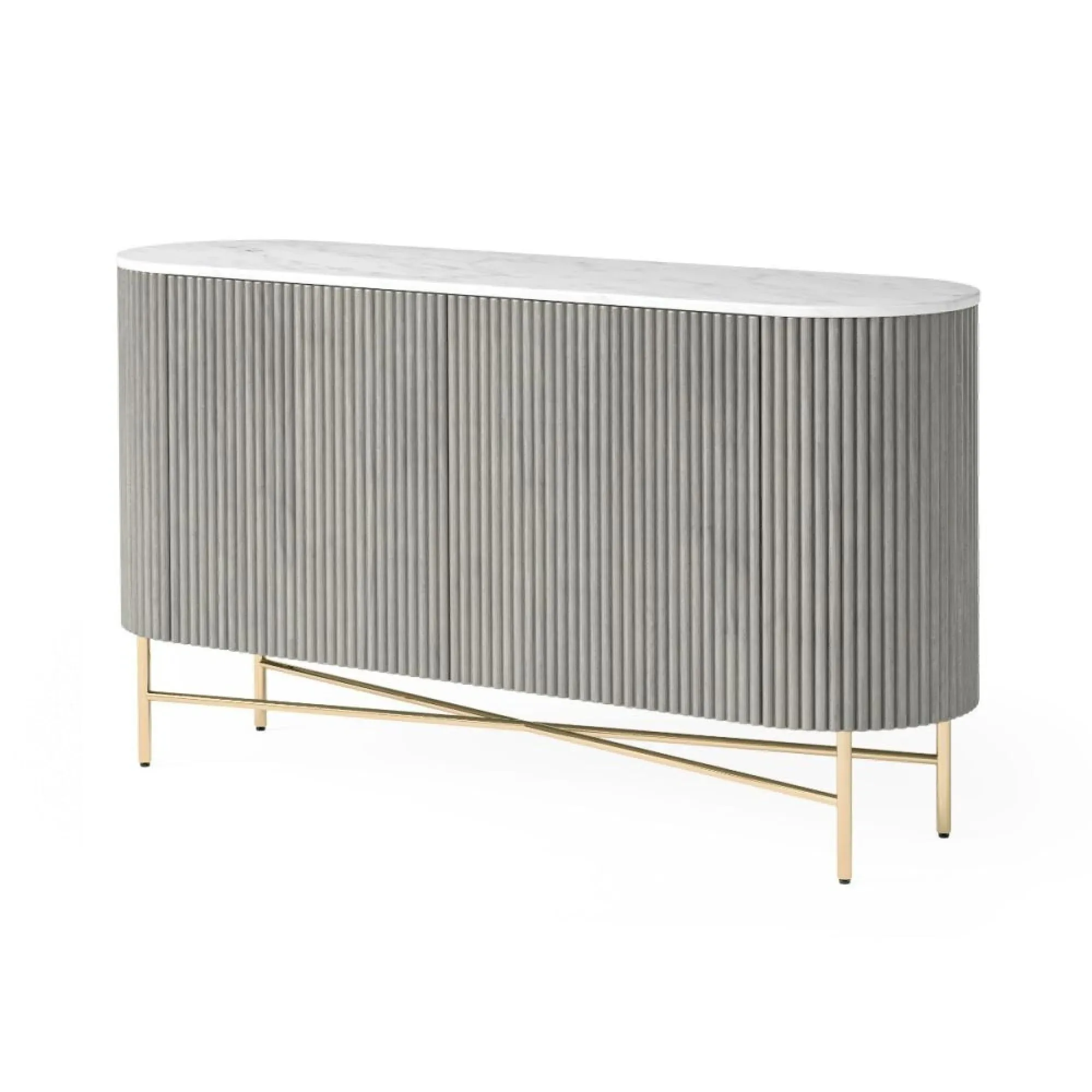 Isabella 145cm Fluted Curved Sideboard with Storage - Grey