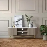 Isabella 150cm Fluted Curved TV Unit with Storage - Grey