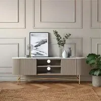 Isabella 180cm Fluted Curved TV Unit with Storage - Grey