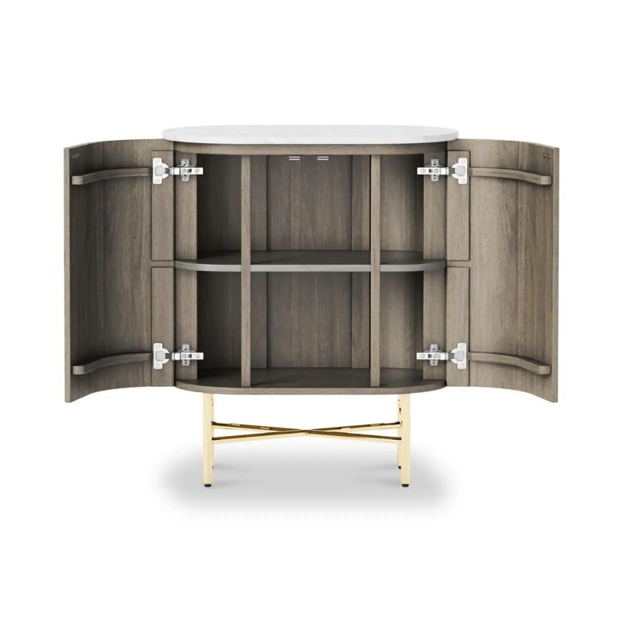 Isabella Mini 2 Door Fluted Curved Sideboard - Grey