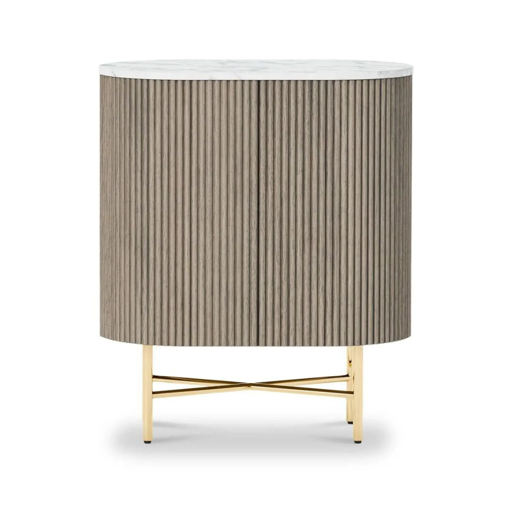 Isabella Mini 2 Door Fluted Curved Sideboard - Grey