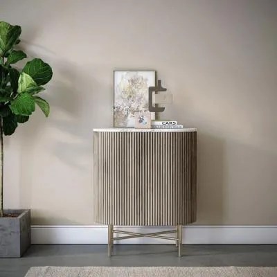 Isabella Mini 2 Door Fluted Curved Sideboard - Grey image