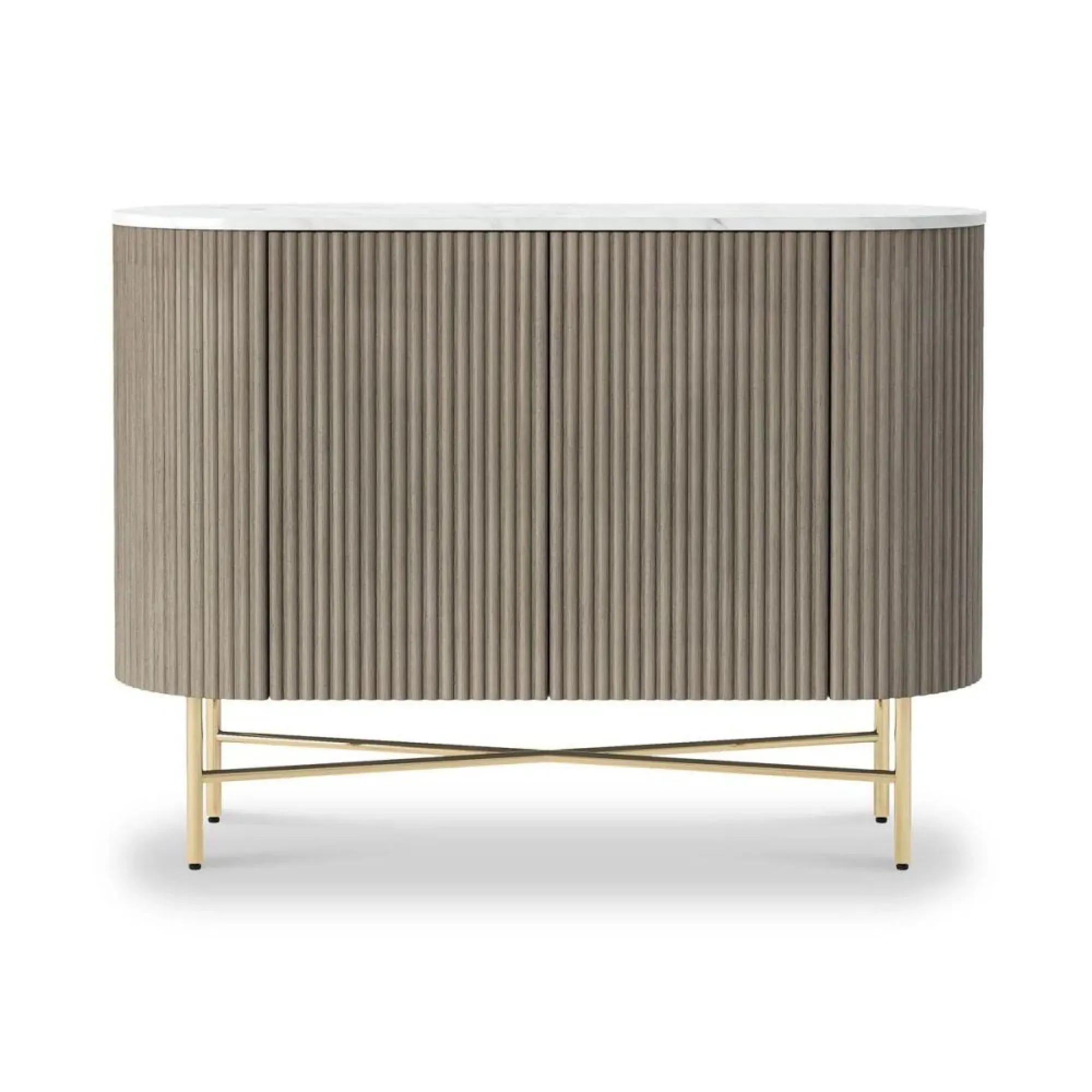 Isabella Small 2 Door Fluted Curved Sideboard - Grey