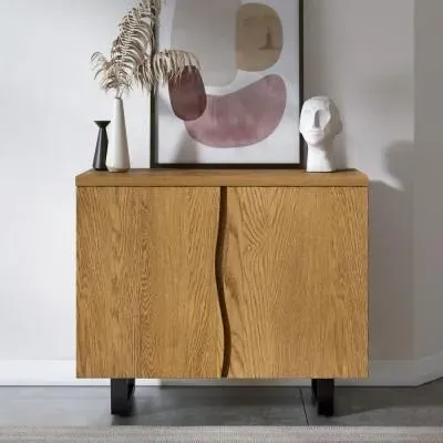 Jersey Industrial 2 Door Small Sideboard - Waxed Oak image