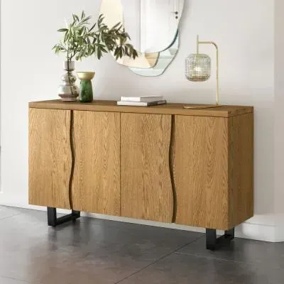 Jersey Industrial 4 Door Large Sideboard - Waxed Oak image