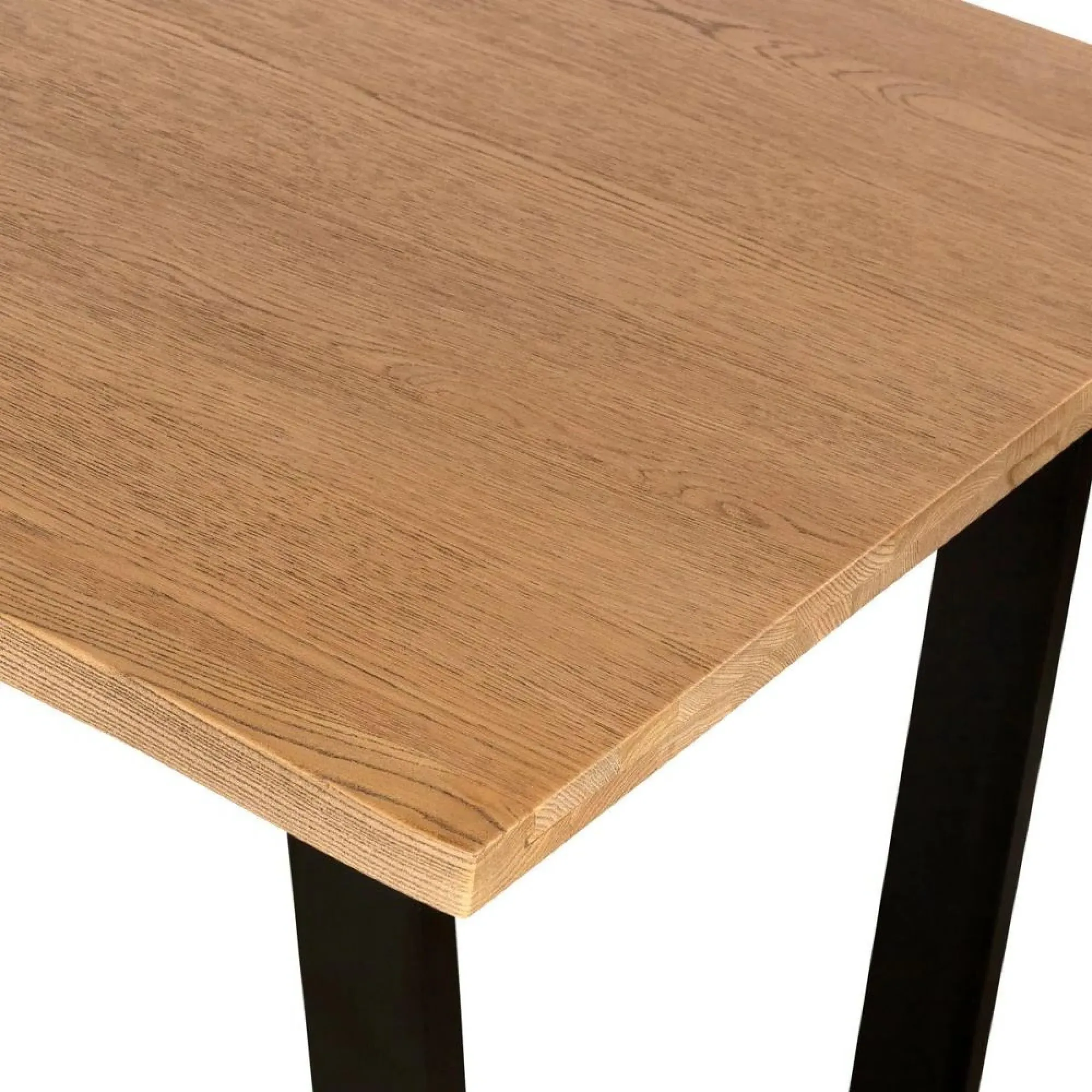 Jersey Oak 4-Seater Dining Table - Waxed Oak, Black