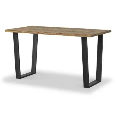 Jersey Oak 4-Seater Dining Table - Waxed Oak, Black image