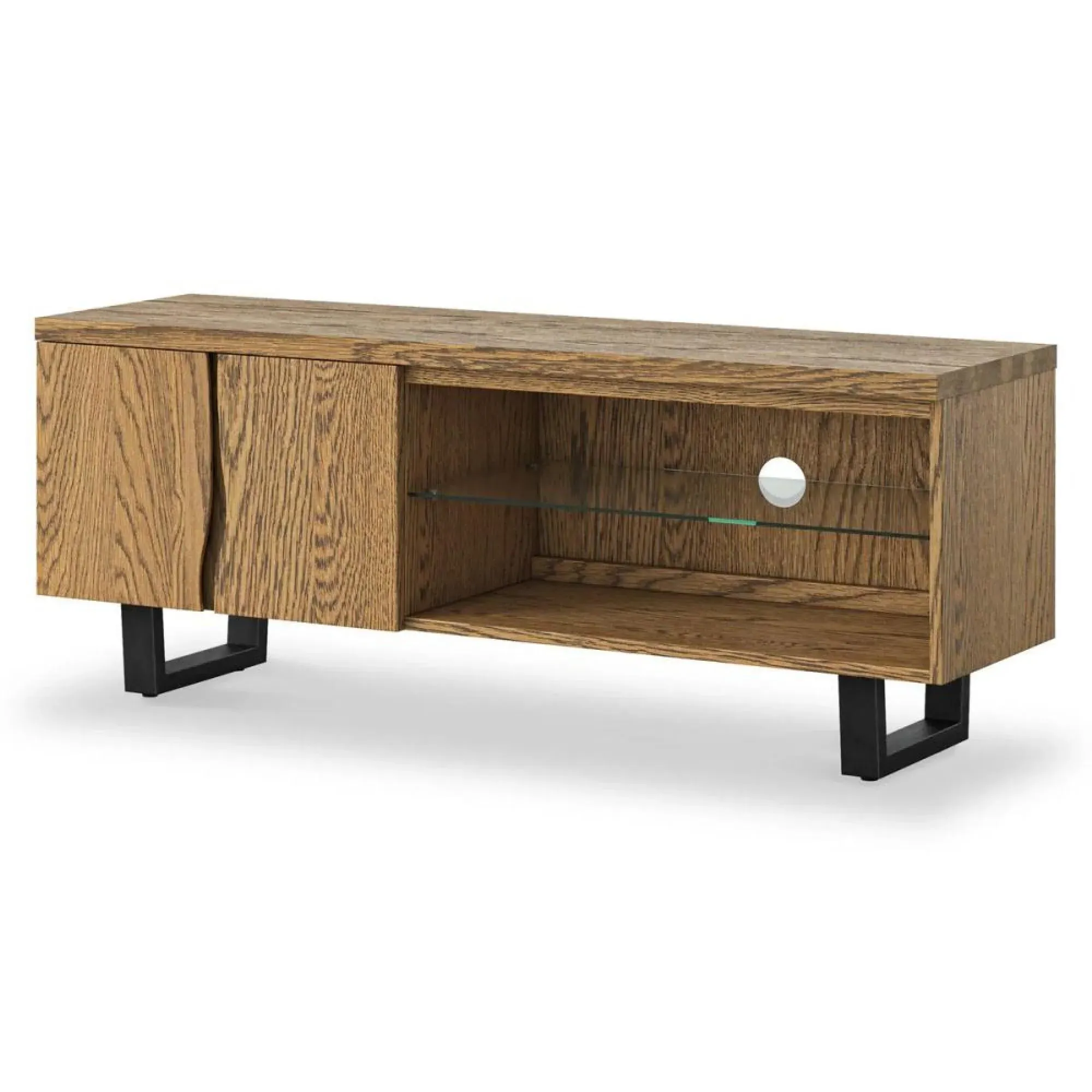 Jersey Oak Large TV Unit with Storage - Waxed Oak, Black