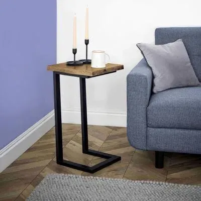 Jersey Oak Square Side Table - Waxed Oak, Black image