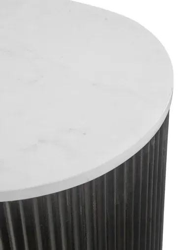 Lucas 1 Door Fluted Bedside Table - Black, Marble