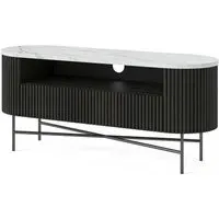 Lucas 120cm Fluted Curved TV Unit - Black, Mango Wood