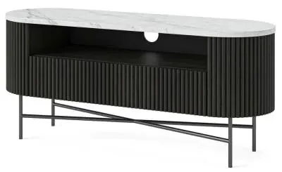 Lucas 120cm Fluted Curved TV Unit - Black, Mango Wood
