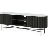 Lucas 150cm Fluted Curved TV Unit - Black, Mango Wood